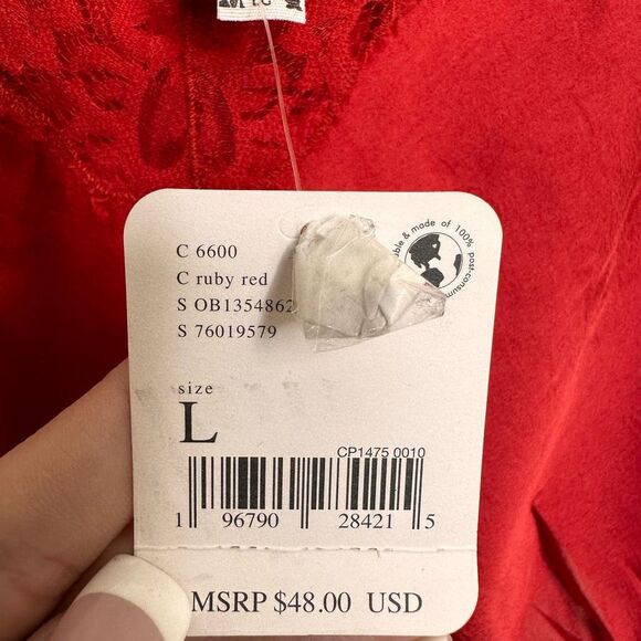 Free People Women's Night Out Blouson Brami Cami Top Ruby Red Large NWT - Picture 6 of 6